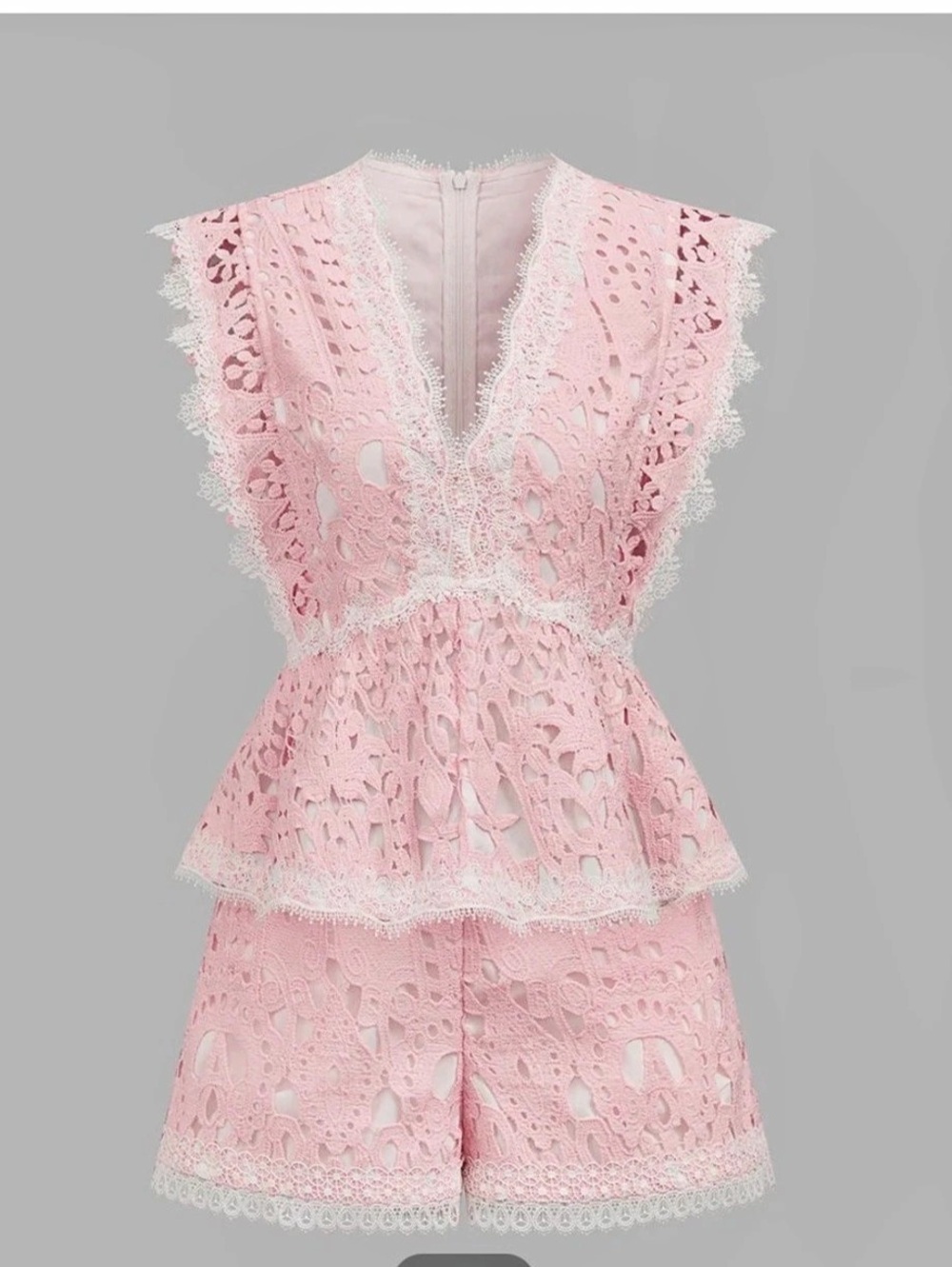 C·MENSE Pink Lace Romper Size Small NWT